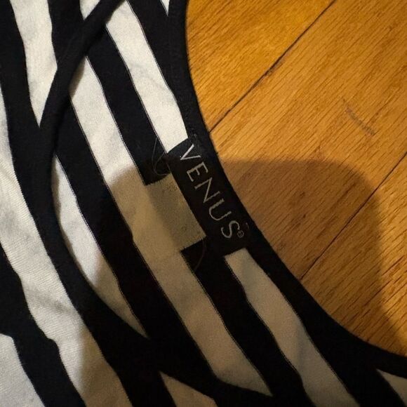 VENUS Black and Yellow Striped Midi Dress - Picture 3 of 3